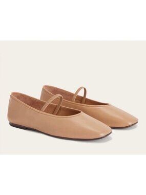 Everlane $178 The Day Mary Jane Leather Flat Shoe Blush Tan Size 6M